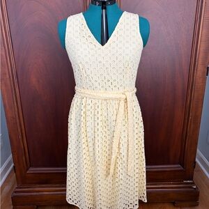 Ann Taylor Factory Yellow Eyelet Midi Dress | NWT | Size 10 | Spring Summer